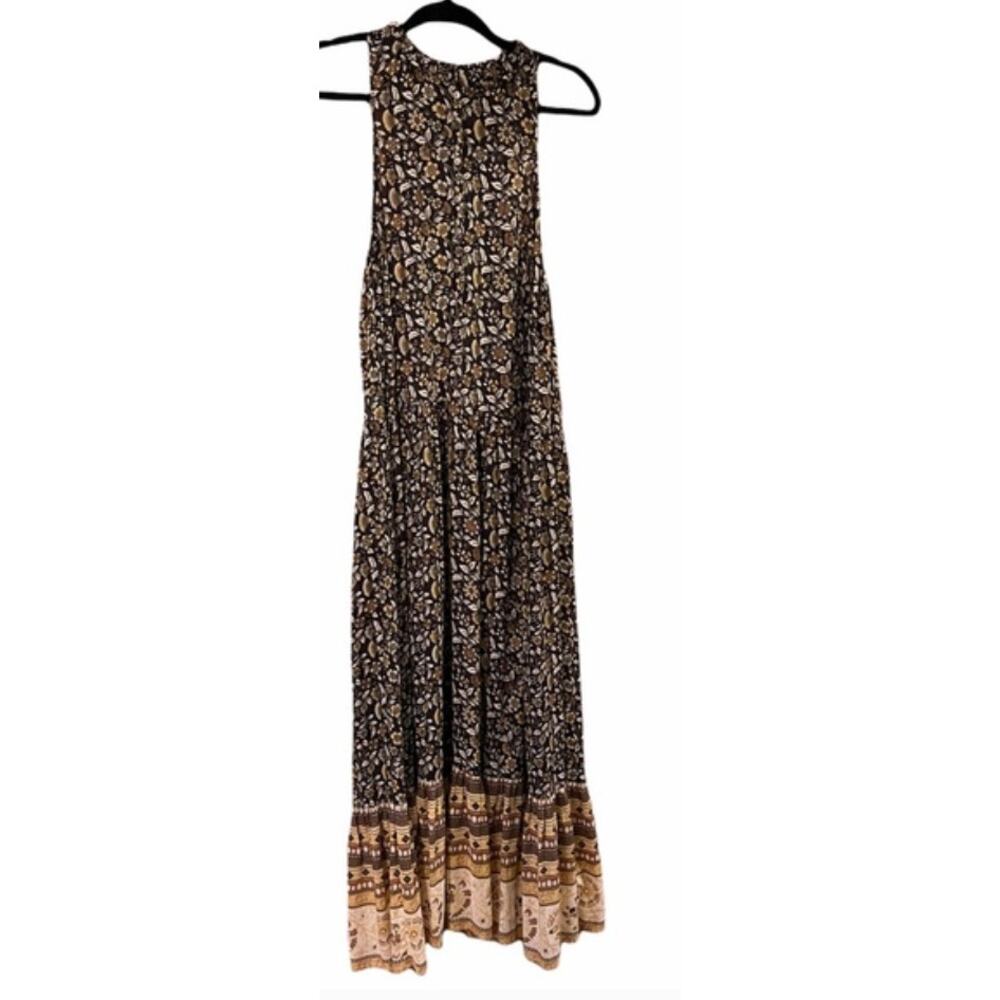 Spell x Free People Dahlia Delirium Black Gold Metallic Maxi Dress Small - Picture 3 of 4